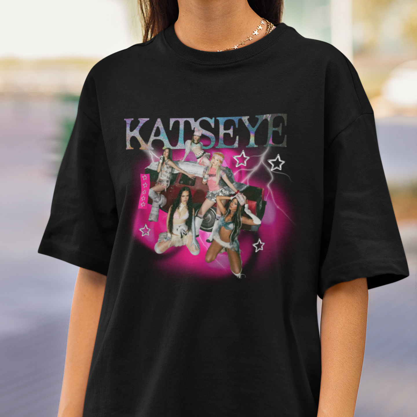 Camiseta Oversized Katseye Group Pinky Up