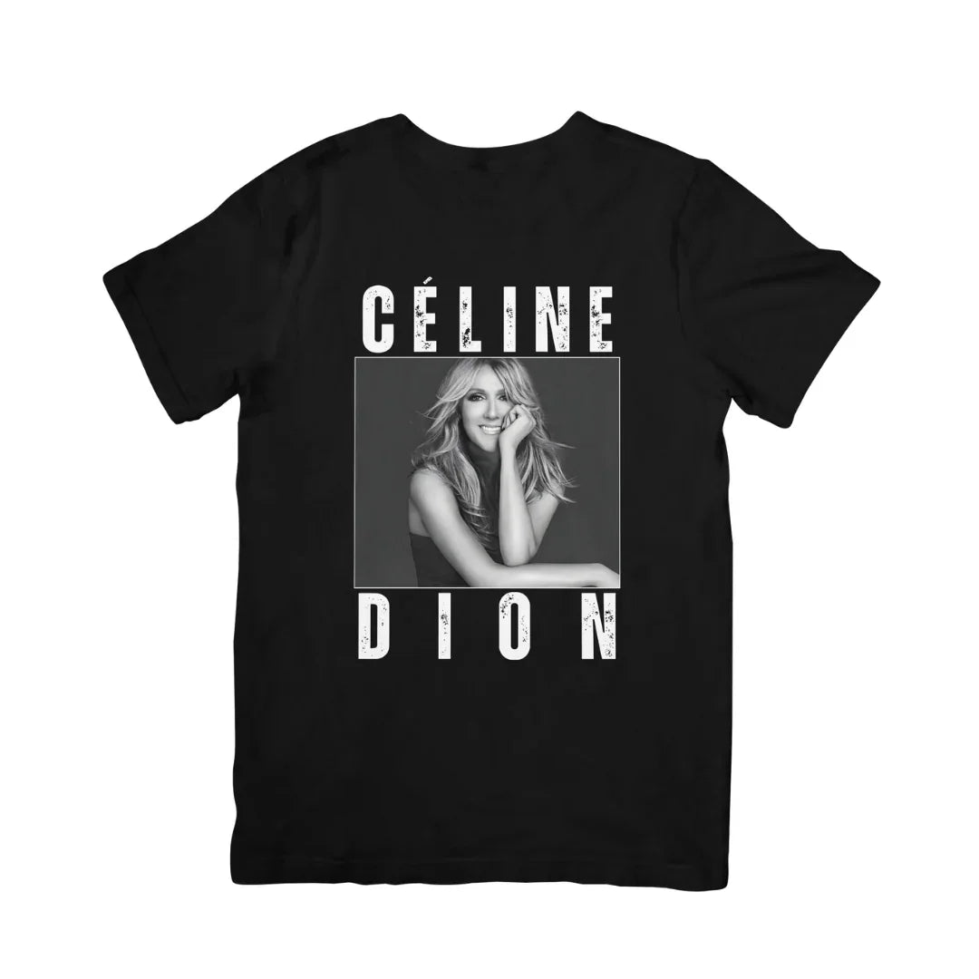 Camiseta Básica Céline Dion P&B Preto