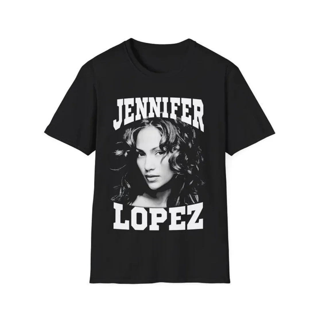 Camiseta Básica Jennifer Lopez P&B - Preto