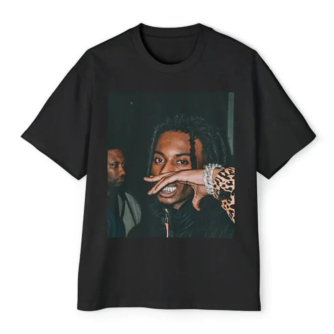 Camiseta Básica Playboi Carti Photo - PRETO 