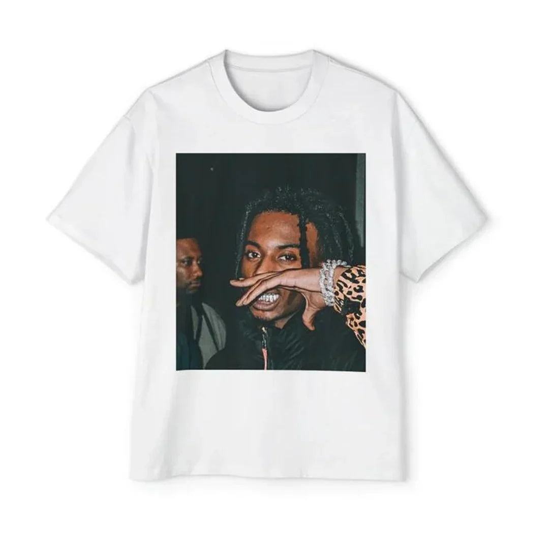 Camiseta Básica Playboi Carti Photo -BRANCO 