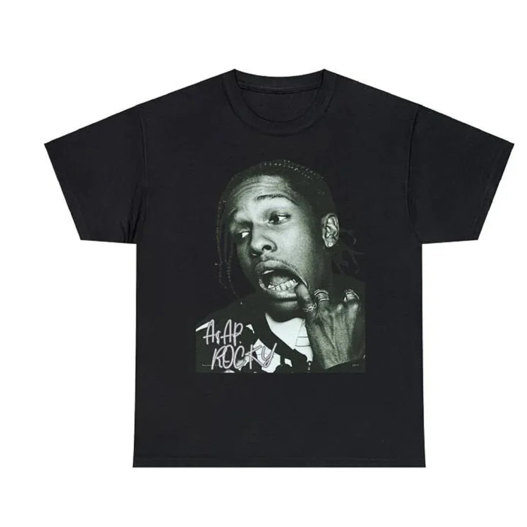 Camiseta Básica Asap Rocky Photo - PRETO ( FRENTE ) 
