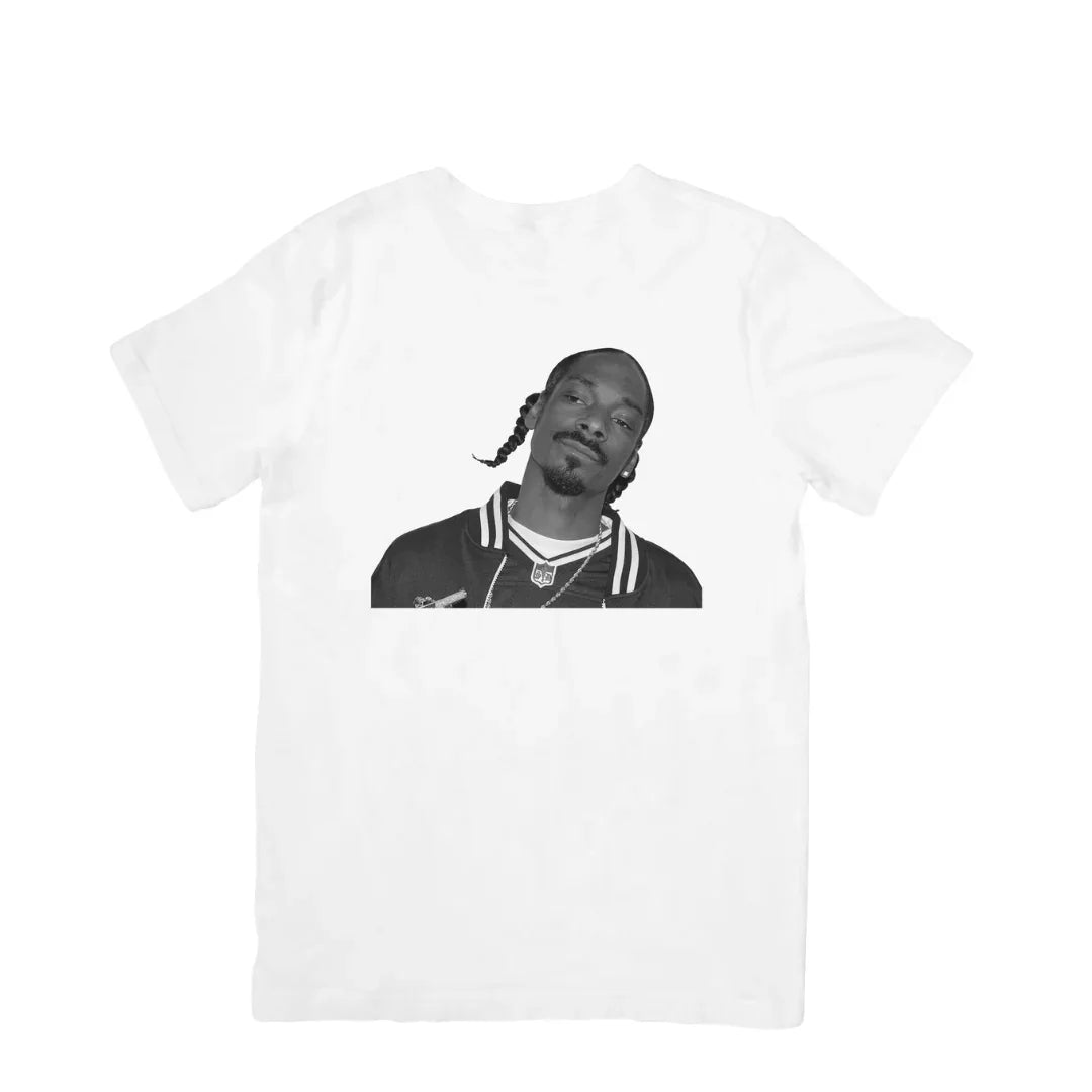 Camiseta Básica Snoop Dogg Photo P&B Retro Branco