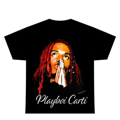 Camiseta Básica Playboi Carti Pray - PRETO