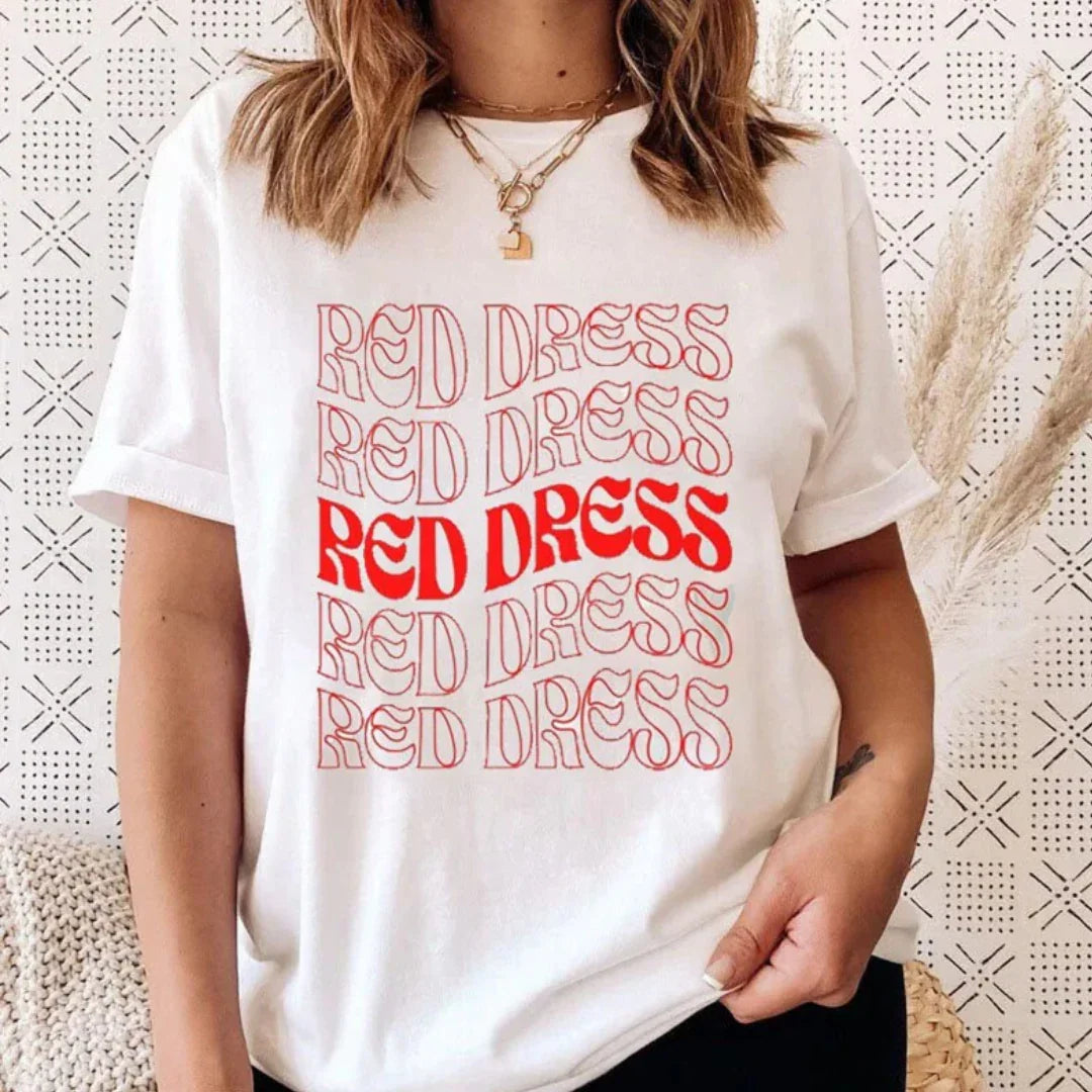 Camiseta Básica Jonas Brothers Red Dress Meme Branco