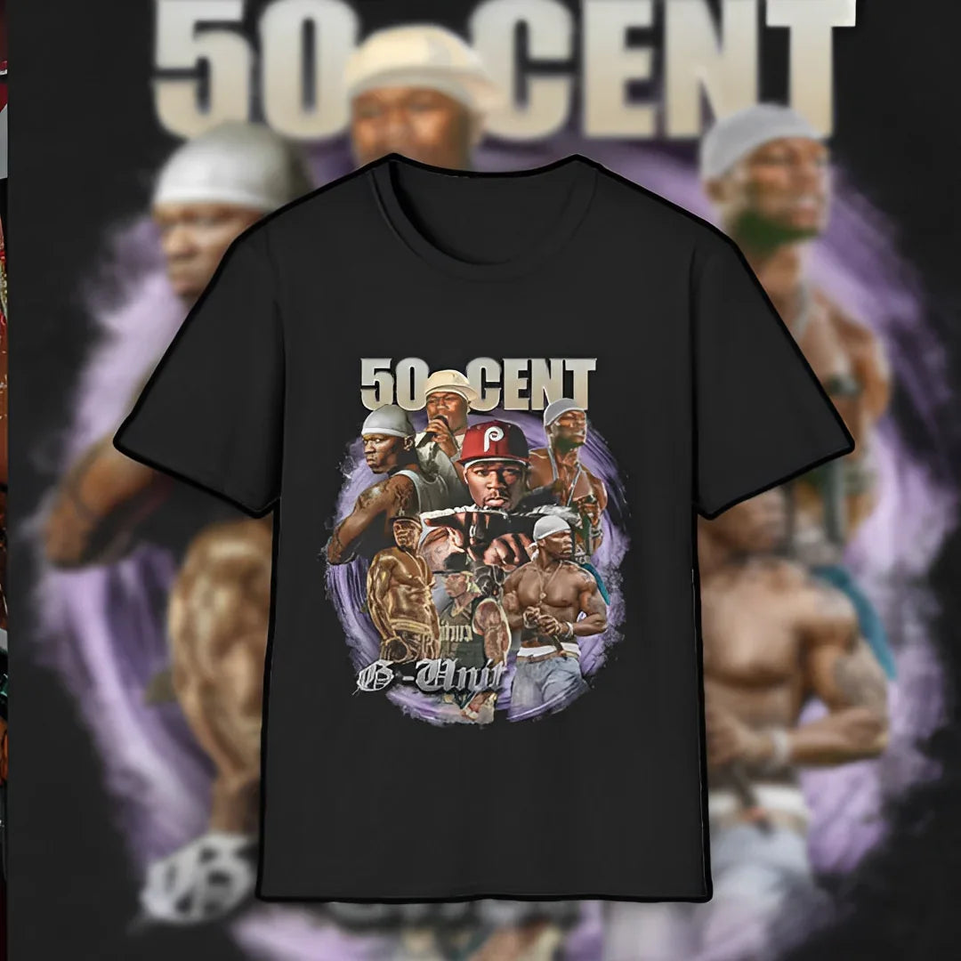 Camiseta Básica 50 Cent Retro-PRETO