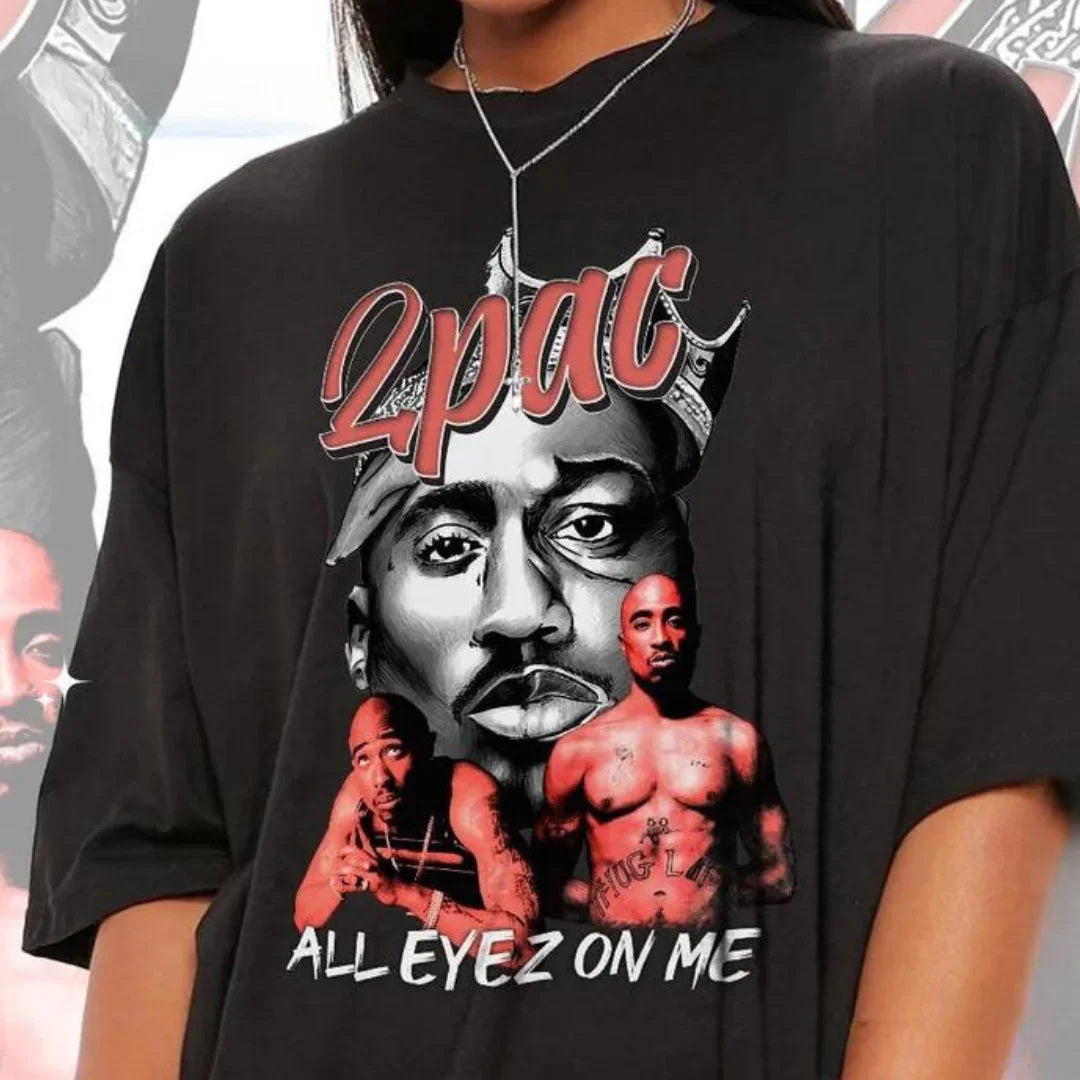 Camiseta Básica Tupac Retro-PRETO
