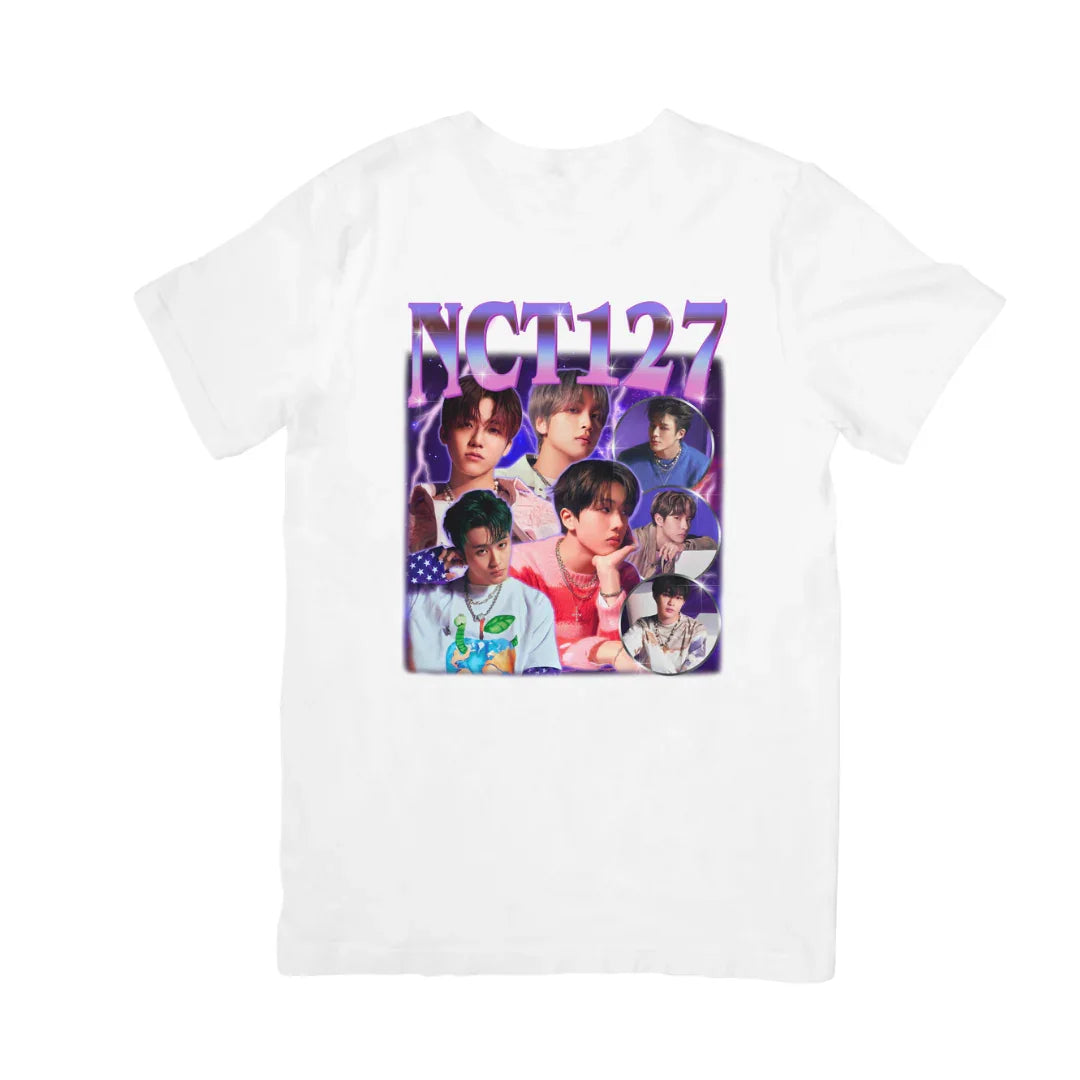 Camiseta Básica NCT 127 Retro Vintage - branco