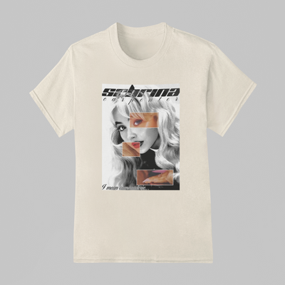 Camiseta Básica Sabrina Carpenter Collage P&B
