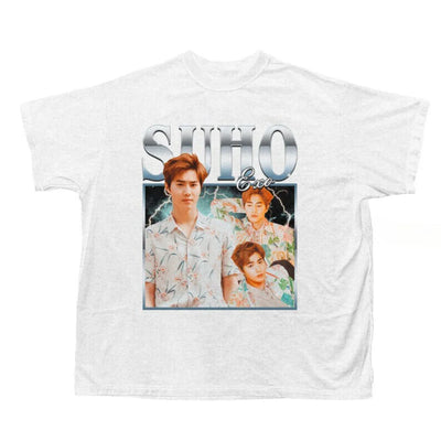 Camiseta Básica Exo Suho Retro Graphic - branco