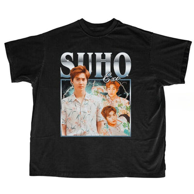 Camiseta Básica Exo Suho Retro Graphic - preto