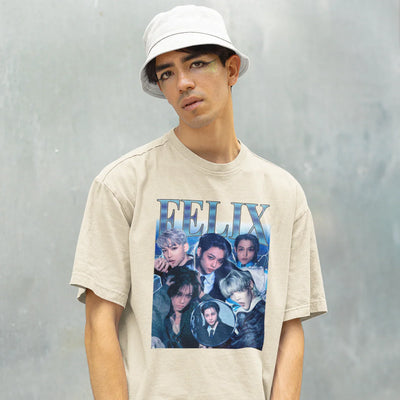 Camiseta Básica Stray Kids Felix Retro