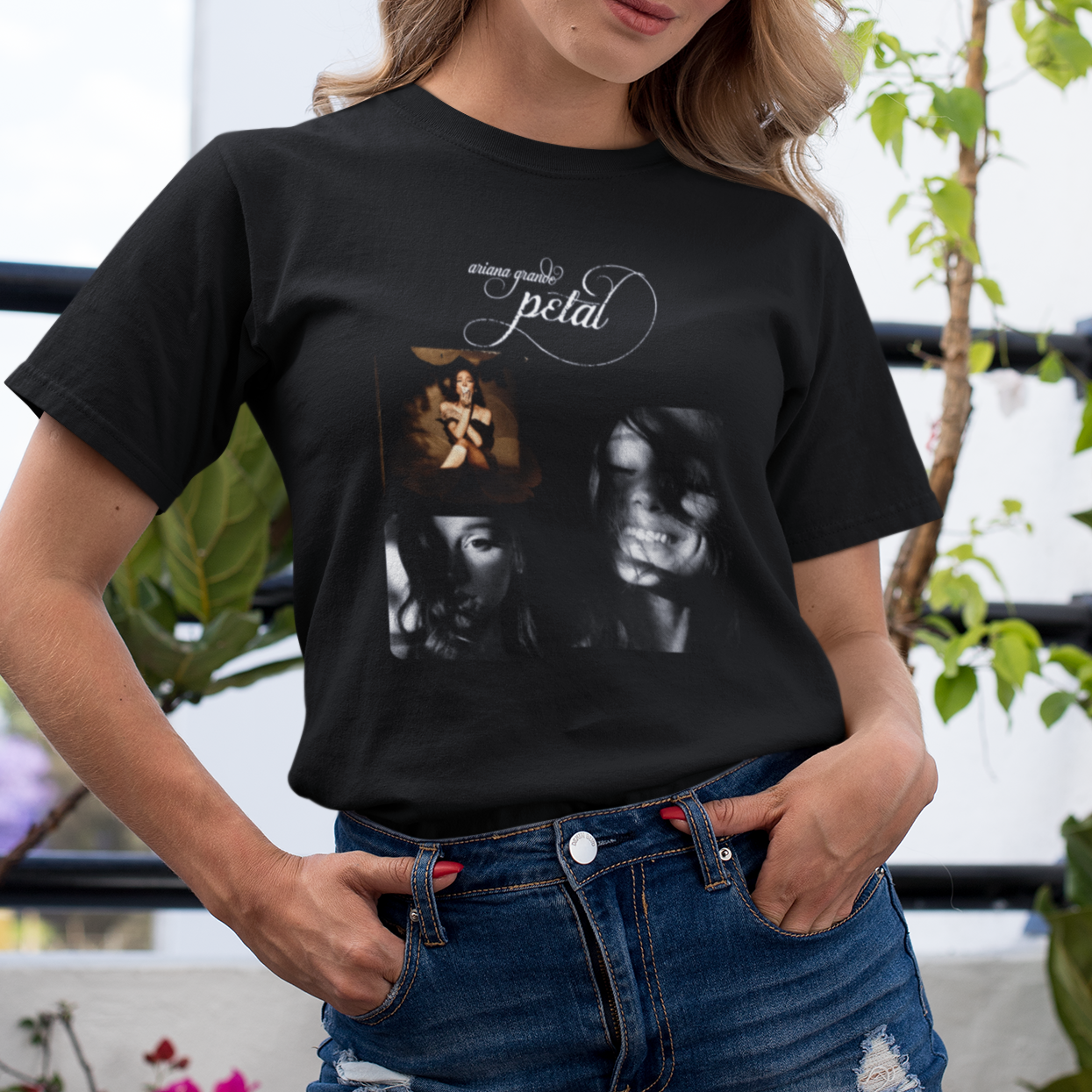 Camiseta Básica Ariana Grande Petal Collage Photo