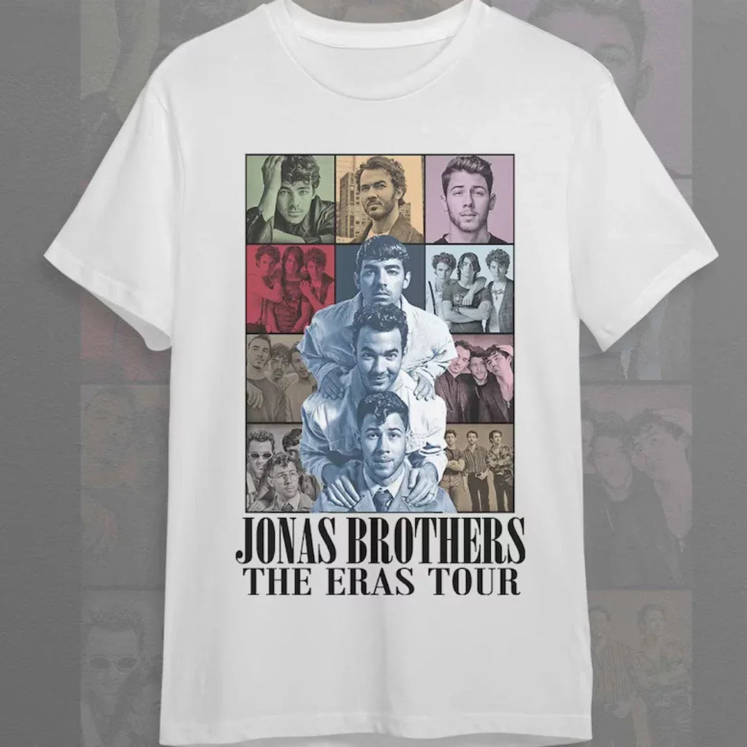 Camiseta Básica Jonas Brothers The Eras Tour Branco