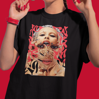 Camiseta Básica Doja Cat Rosto Psicodélico