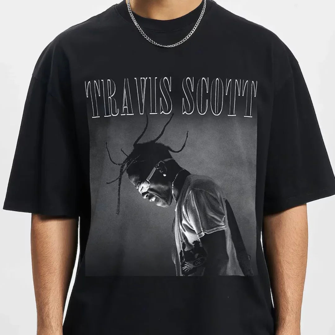 Camiseta Básica Travis Scott P&B Preto