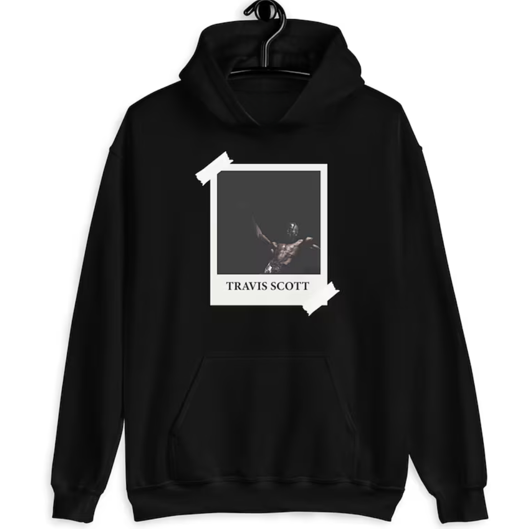 Moletom Canguru Travis Scott Polaroid Preto