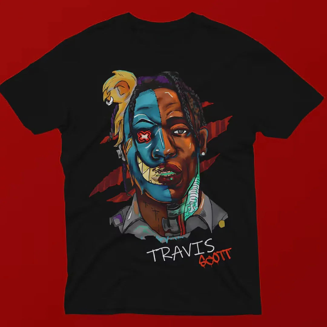 Camiseta Básica Travis Scott Printed Preto