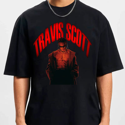 Camiseta Básica Travis Scott Red Light Preto