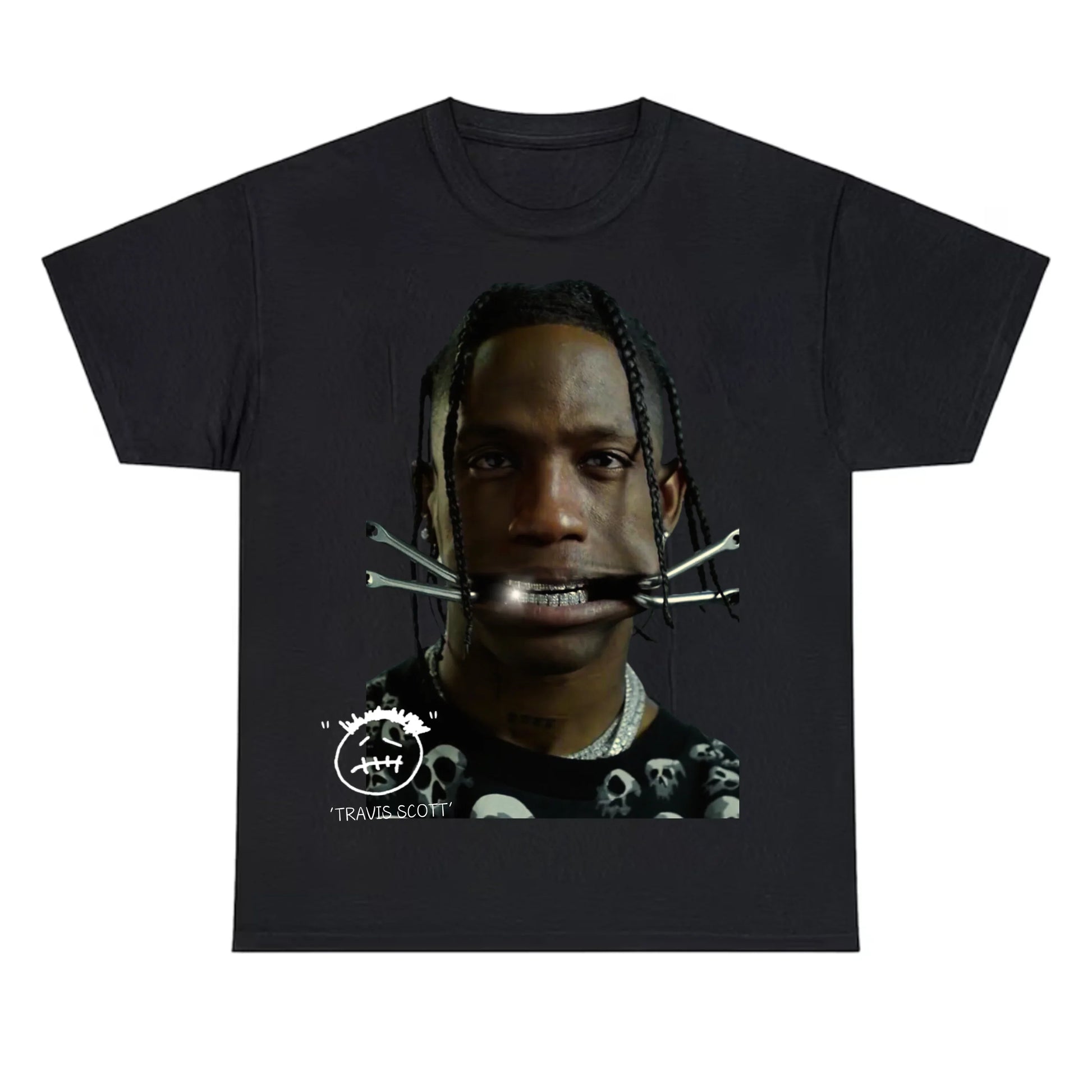 Camiseta Básica Travis Scott Vintage 90's Style Preto