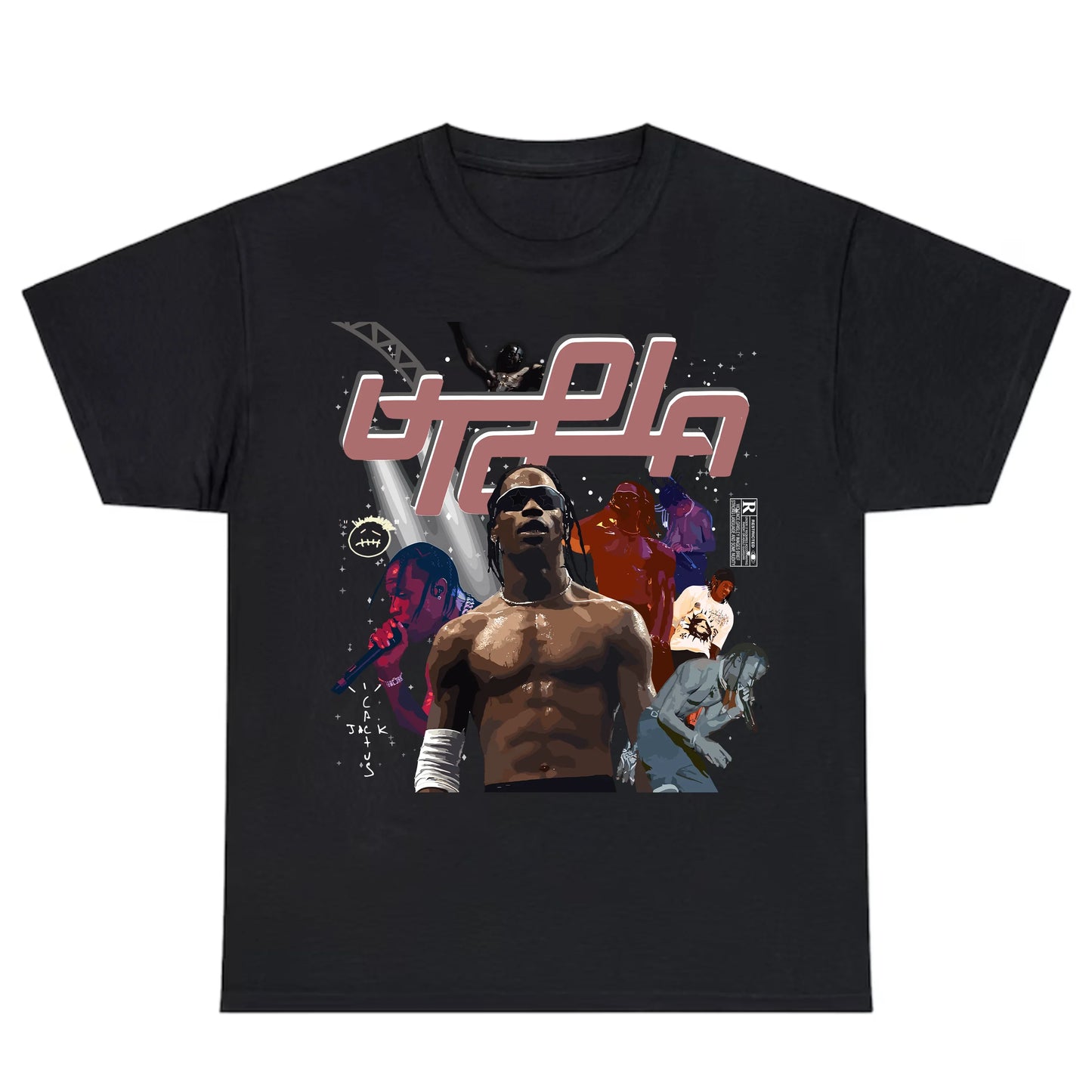 Camiseta Básica Travis Scott Vintage 90's Preto
