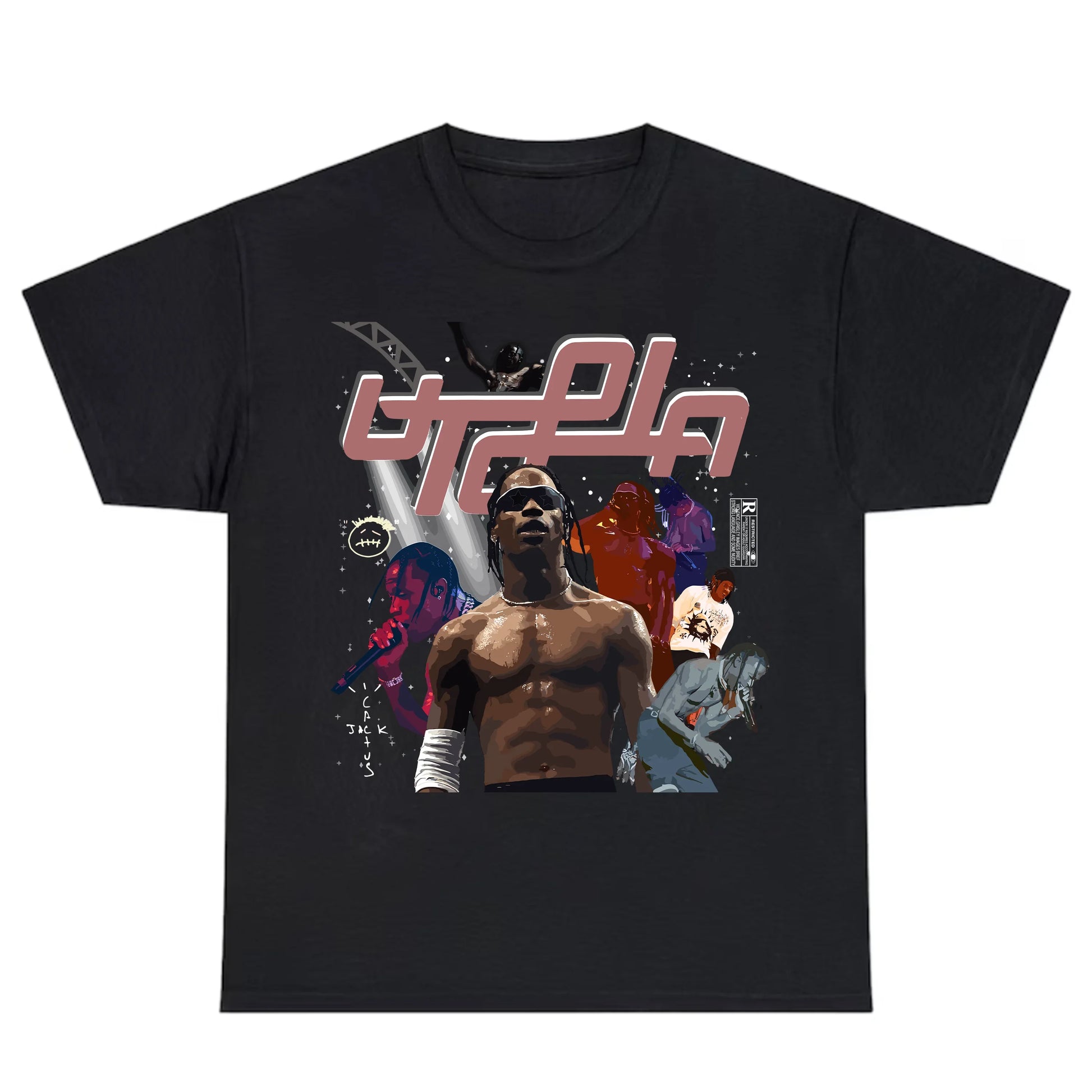 Camiseta Básica Travis Scott Vintage 90's Preto