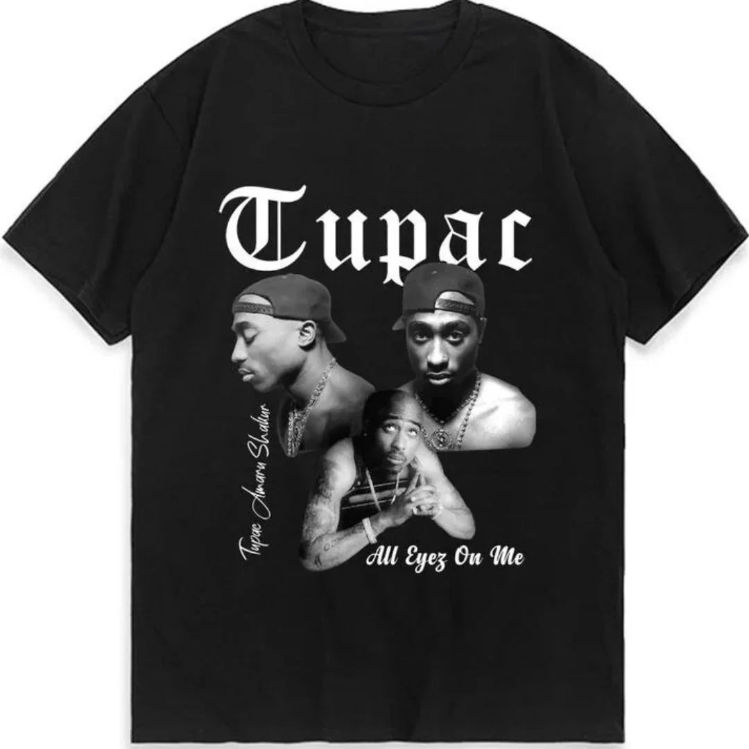 Camiseta Básica Tupac Vintage-PRETO