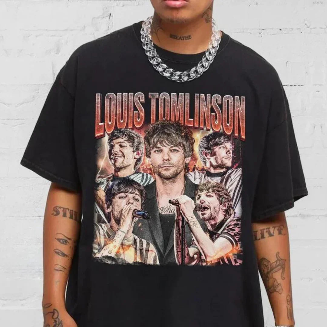 Camiseta Básica Louis Tomlinson Vintage Preto