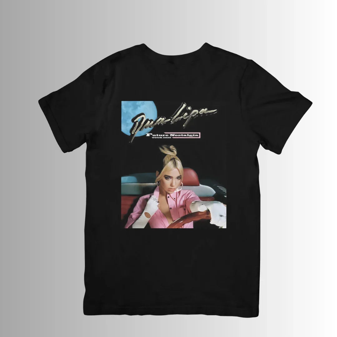 Camiseta Básica Dua Lipa Driving Future Nostalgia Tour Preto