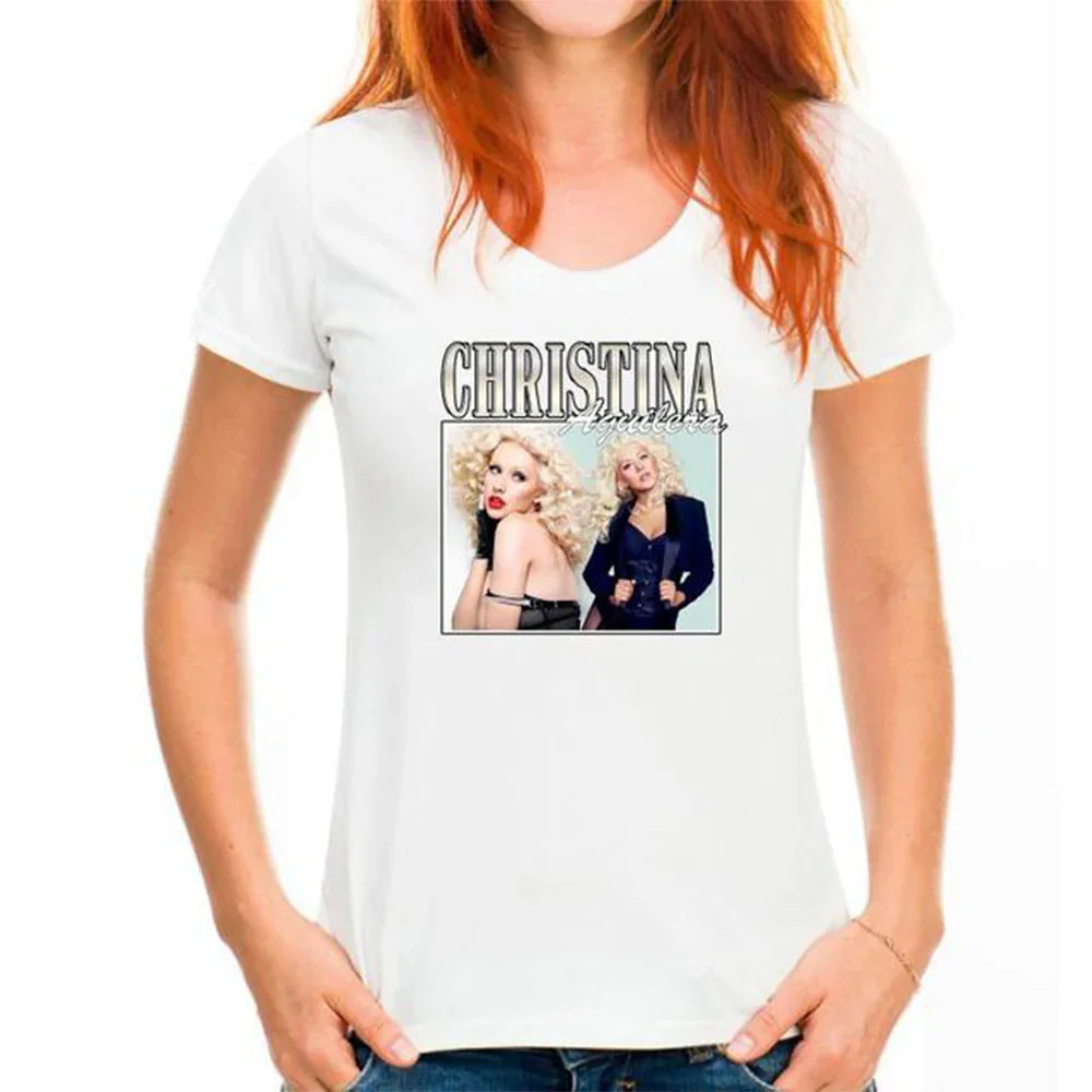 Camiseta Básica Christina Aguilera Branco