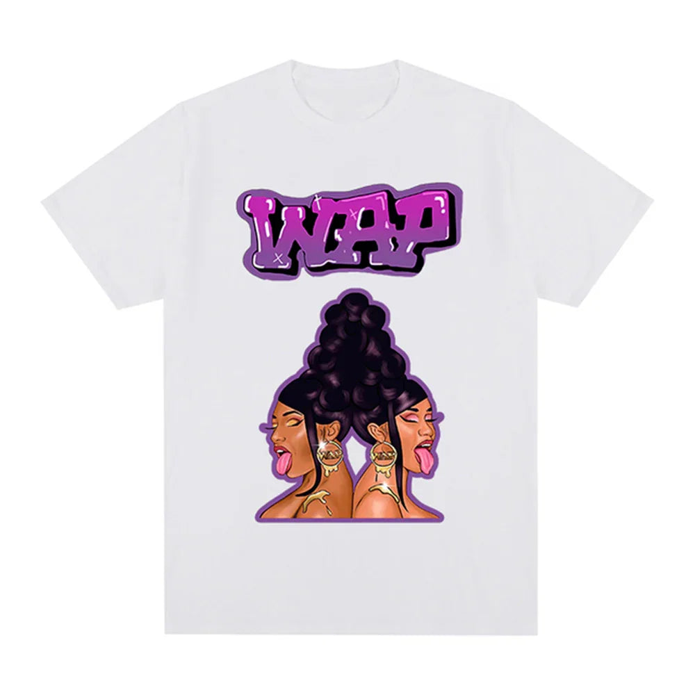 Camiseta Básica Cardi B Cartoon Branco