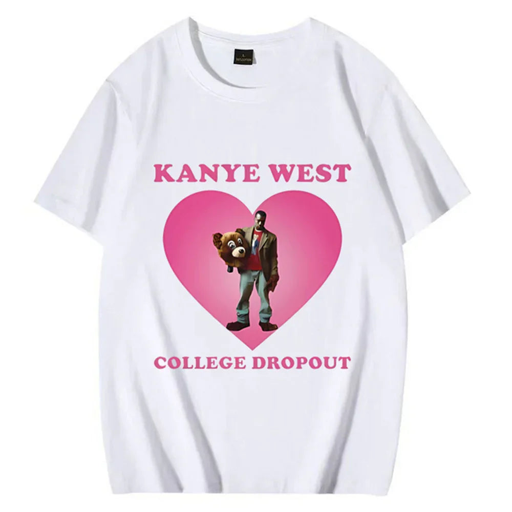 Camiseta Básica Kanye West College Dropout Heart Branco