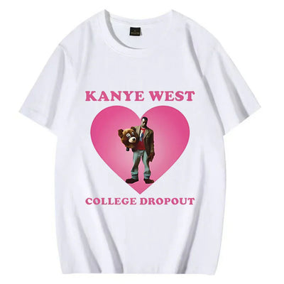 Camiseta Básica Kanye West College Dropout Heart Branco