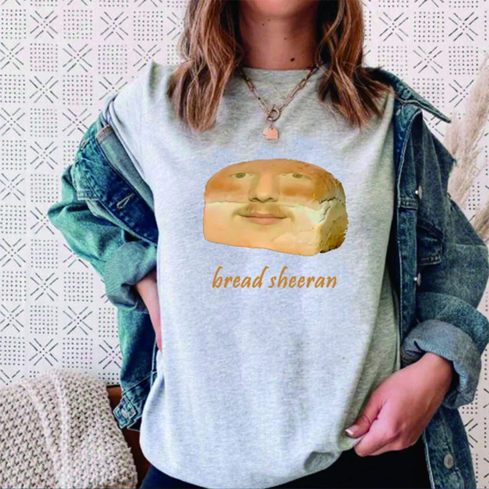 Camiseta Básica Bread Ed Sheeran Funny Meme Cinza 