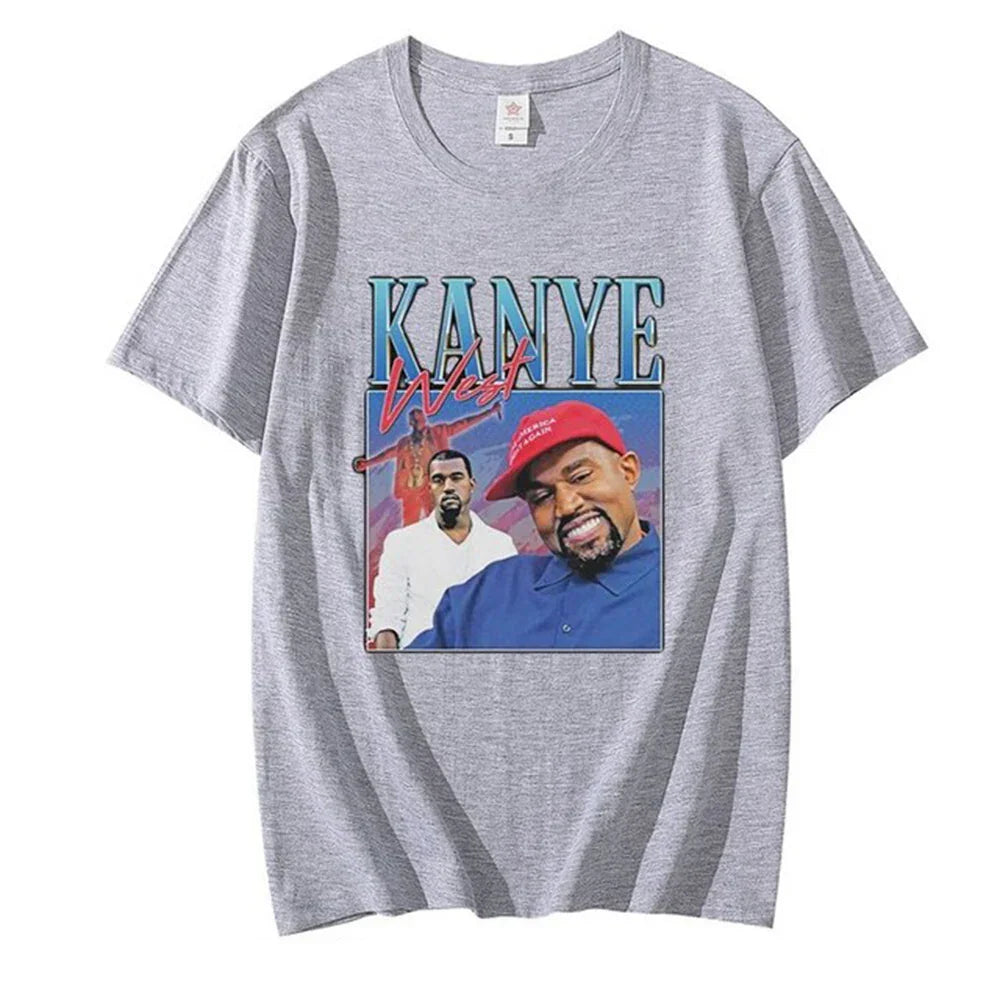 Camiseta Básica Kanye West Rapper Cinza 