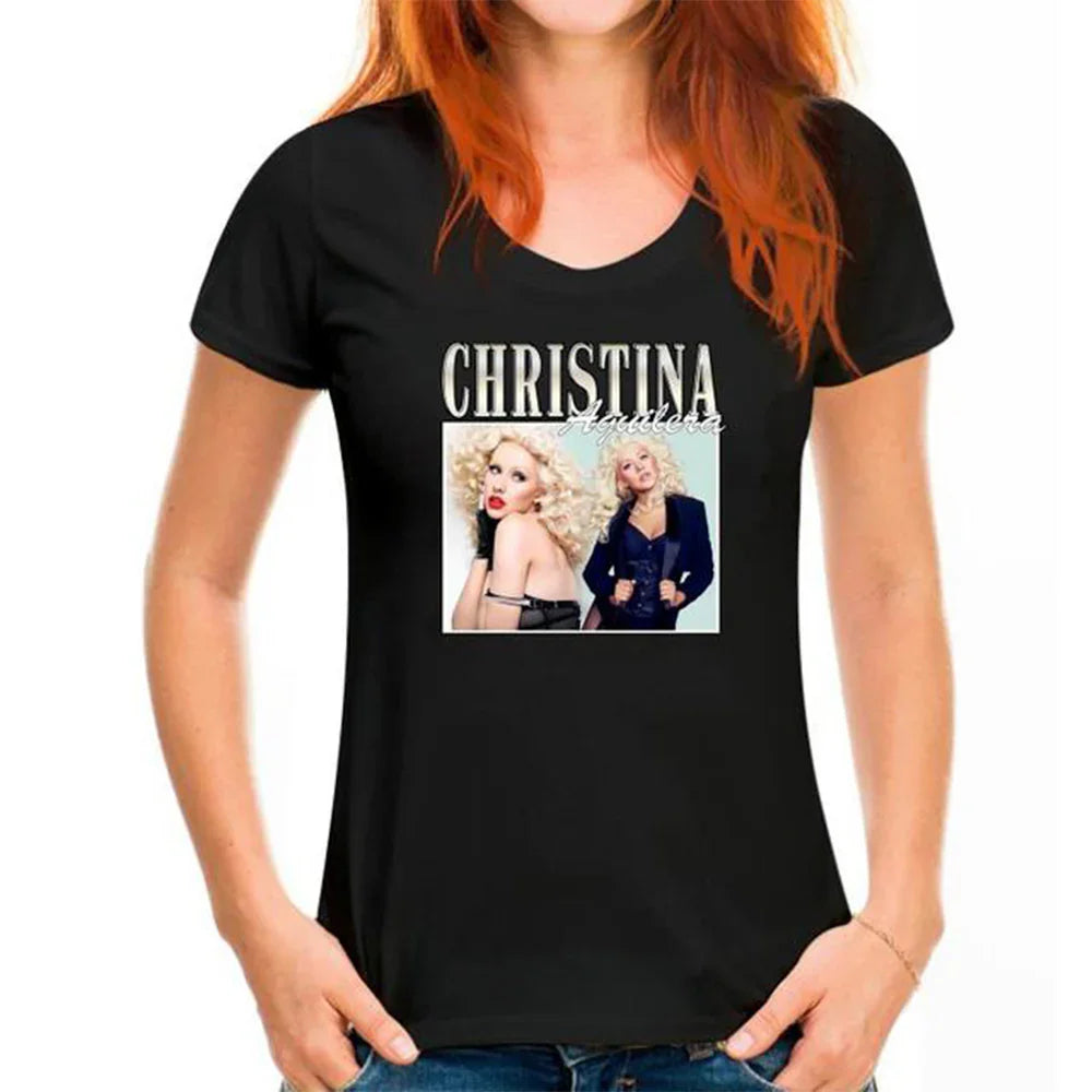 Camiseta Básica Christina Aguilera Preto