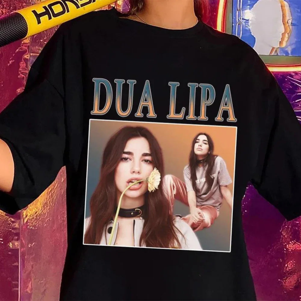 Camiseta Básica Dua Lipa Casual Preto