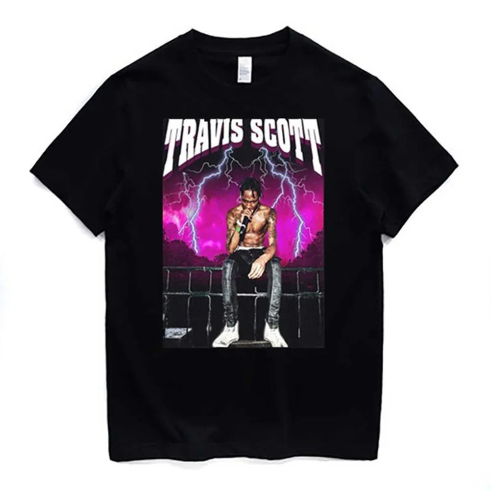 Camiseta Básica Travis Scott Lighting Preto