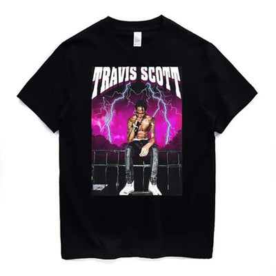 Camiseta Básica Travis Scott Lighting Preto