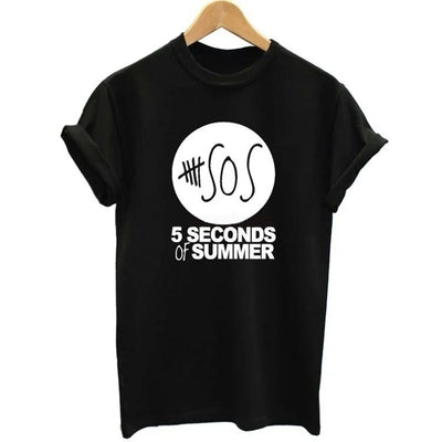 Camiseta Básica 5 Seconds of Summer - PRETO ( FRENTE ) 