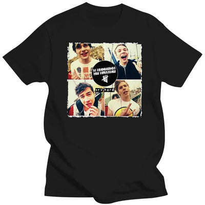 Camiseta Básica 5 Seconds of Summer Faces - PRETO ( FRENTE ) 