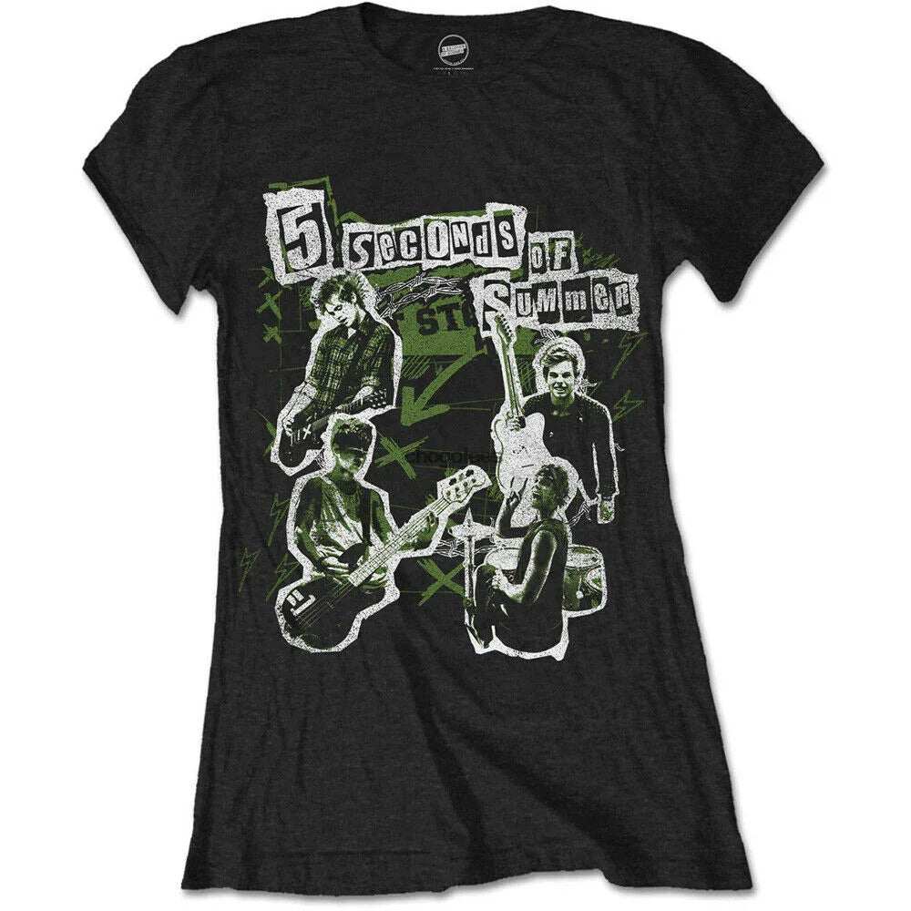 Camiseta Básica 5 Seconds of Summer Green -PRETO ( FRENTE ) 