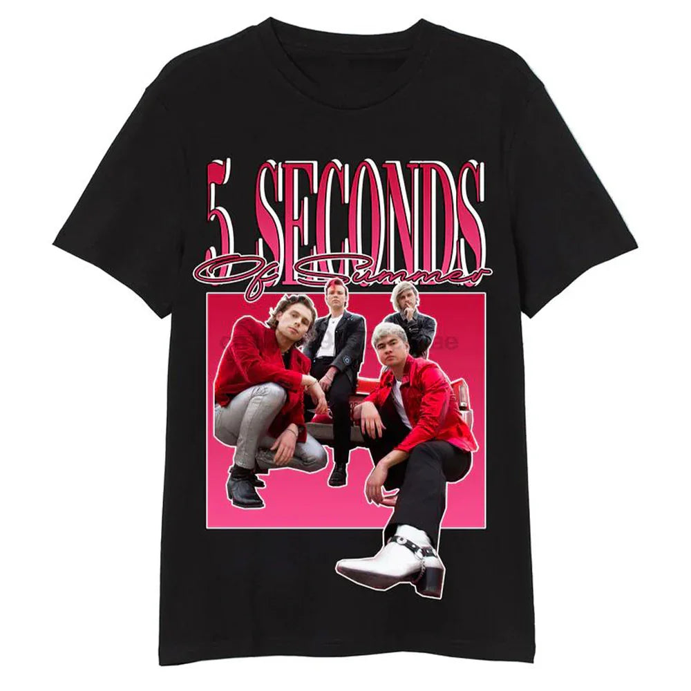 Camiseta Básica 5 Seconds of Summer Red Style - PRETO (  FRENTE ) 