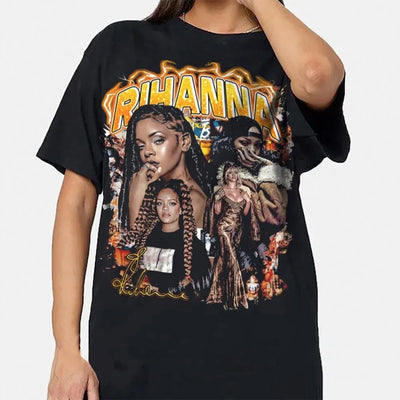 Camiseta Básica Rihanna- Preto