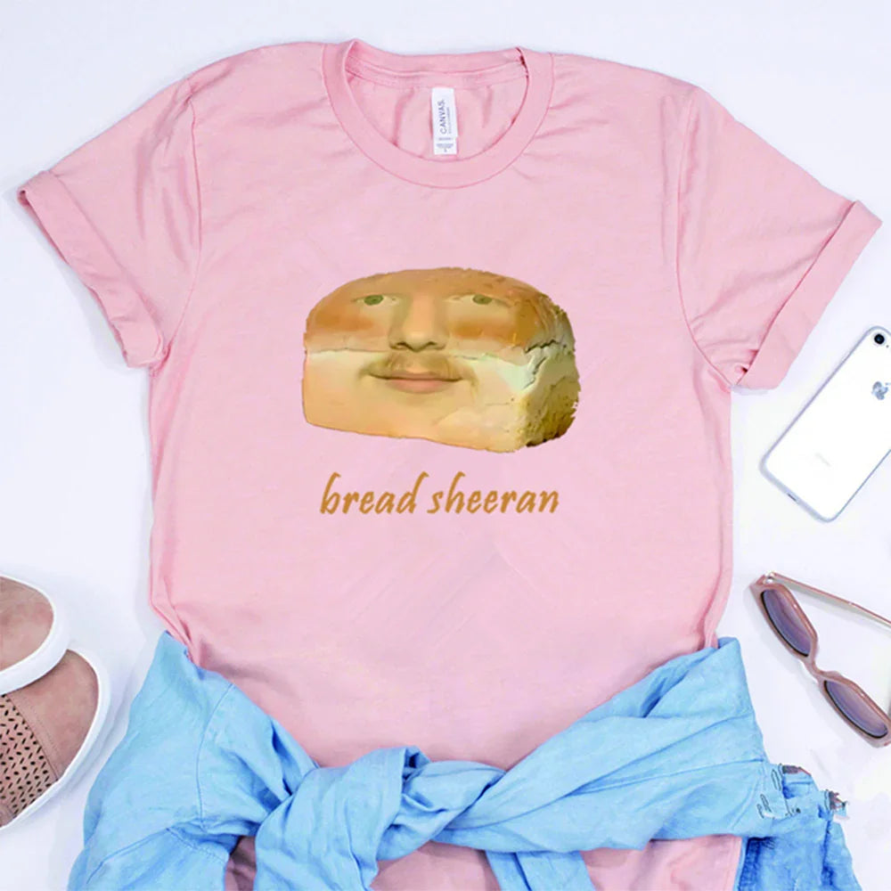 Camiseta Básica Bread Ed Sheeran Funny Meme Rosa Bebê 