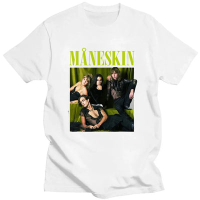 Camiseta Básica Maneskin Banda - branco