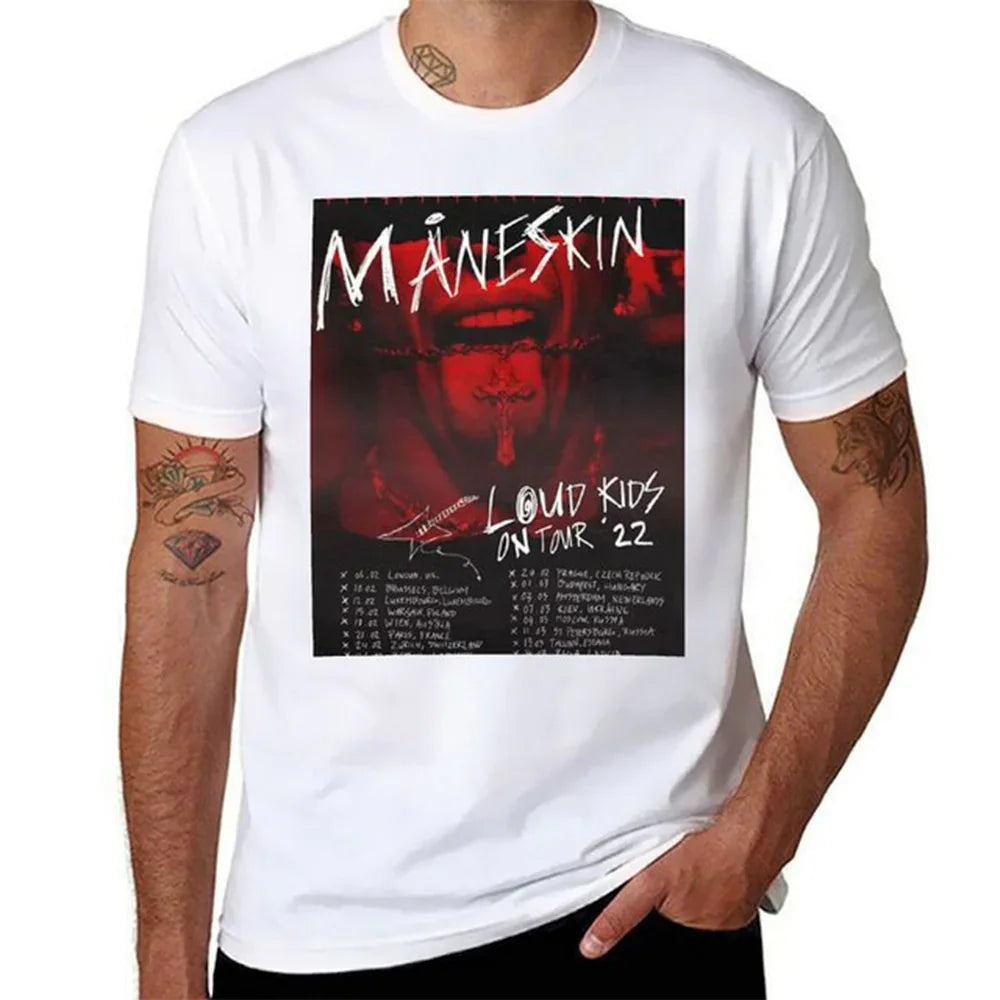 Camiseta Básica Maneskin Loud Kids On Tour - branco