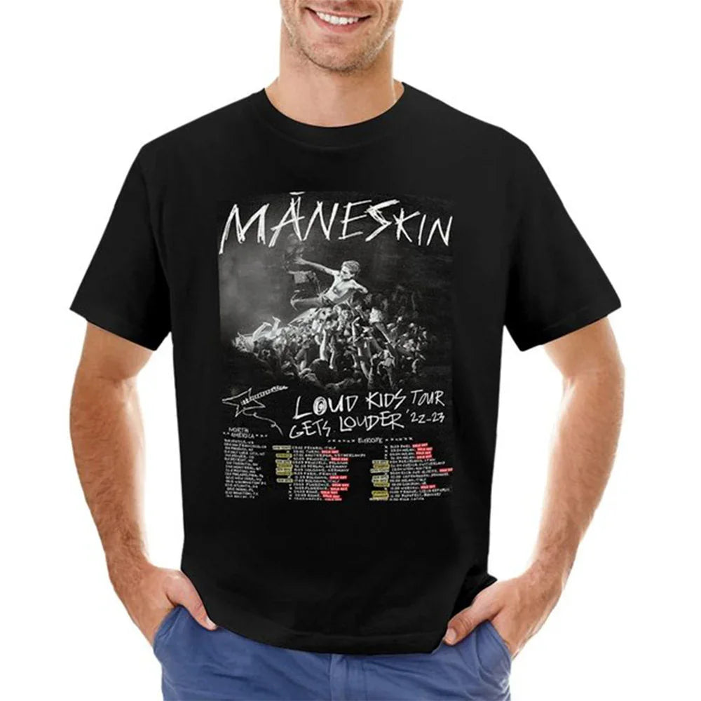 Camiseta Básica Maneskin Loud Kids Tour - preto